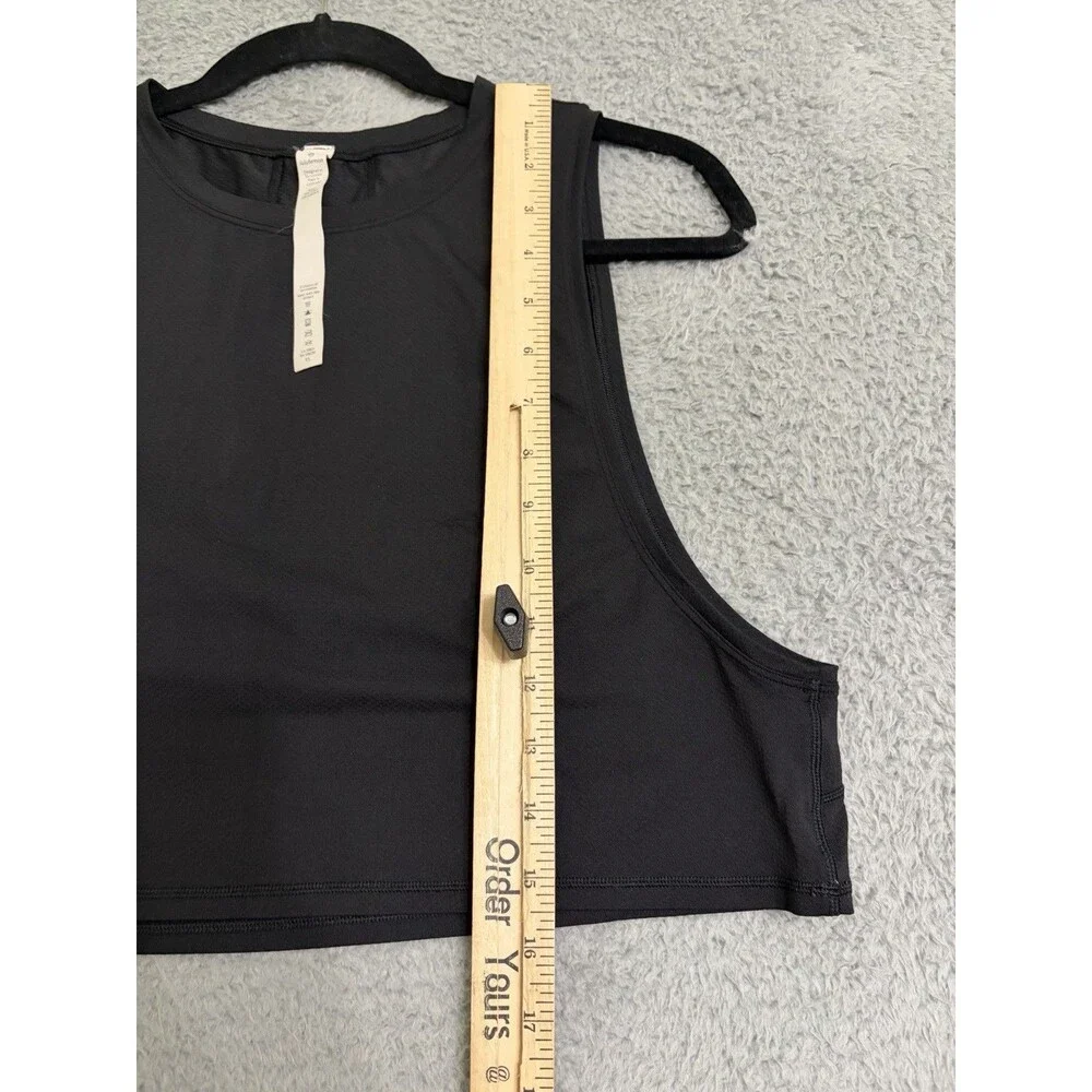 Lululemon Women Tank Top 6 Black Muscle Love Crop Activewear Crew Neck Pullover